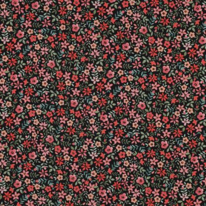 Poplin Kleine Bloem - Zwart Rood - Image 2