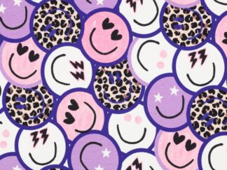 French Terry Smiley Luipaard - Paars